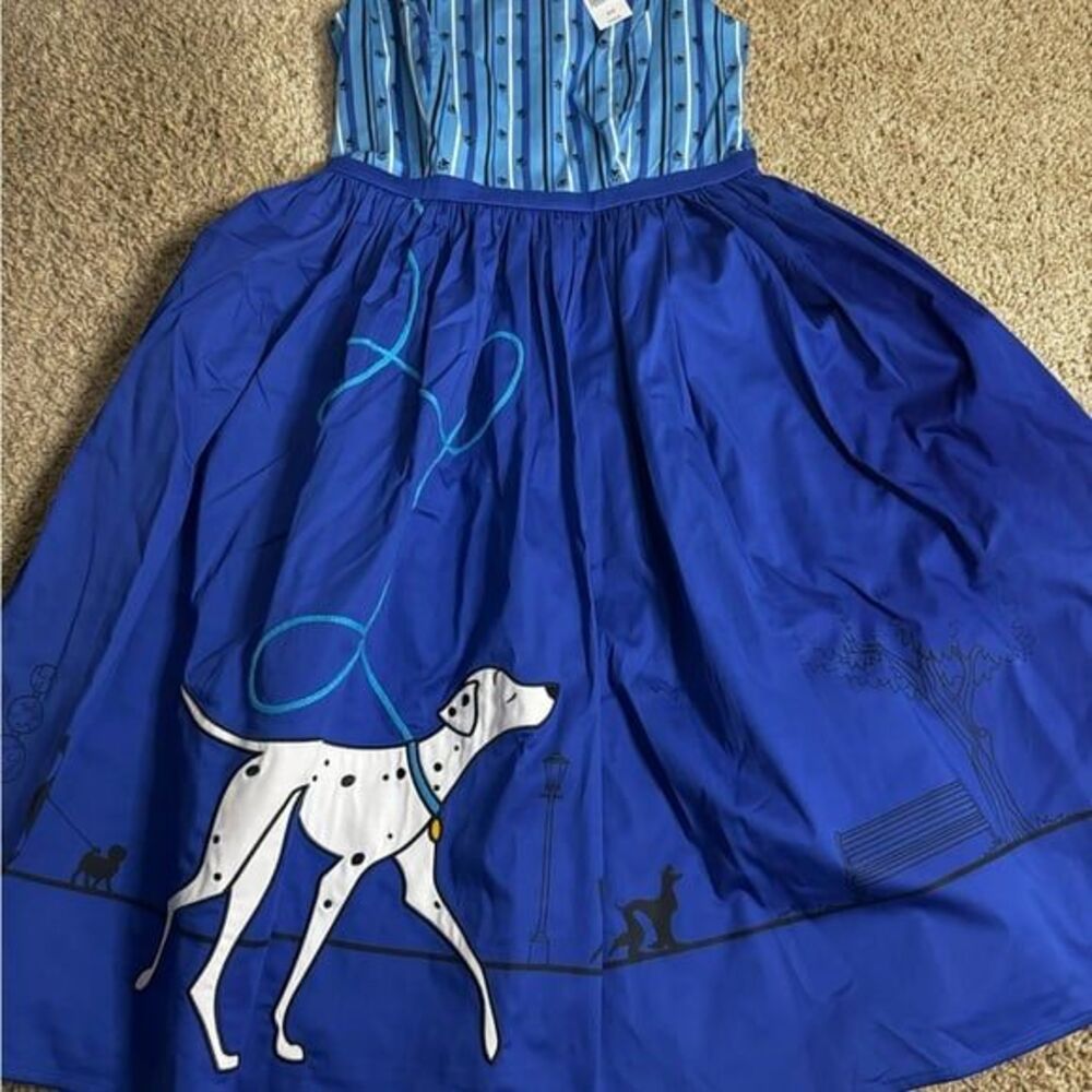 Disney Dress Shop Dress NWT 101 Dalmatians blue W/ Cardigan Small Rare - Picture 11 of 12